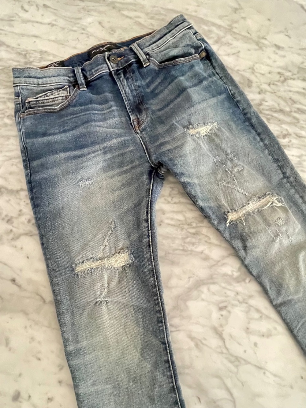 Cult of Individuality Men’s Jeans W36 L32 Distressed Faded Blue Denim